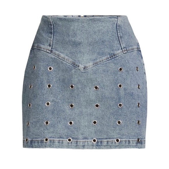 Saks Fifth Avenue Dresses & Skirts - Avec Les Filles Grommet Denim Mini Skirt